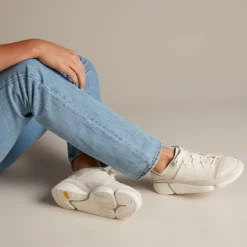 Baskets Clarks Homme Trigenic Evo White Leather -Baskets Soldes 26128331 W 10