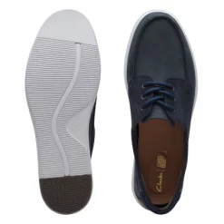 Mocassins Clarks Men Bratton Boat Navy Nubuck -Baskets Soldes 26172444 W 7