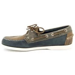 Chaussure Bateau Sebago Spinnaker Brown Navy Grey Leather -Baskets Soldes 3 SEBB720351 2