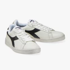 Diadora Game L Low Waxed White Black -Baskets Soldes 501.160821 C0351 04 HR 1