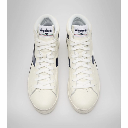 Baskets Diadora Unisex Game L High Waxed Blanc Bleu 6 Baskets Diadora Unisex Game L High Waxed Blanc Bleu – Image 6