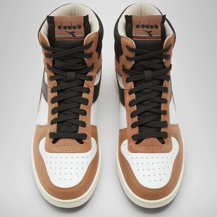 Diadora Homme Magic Basket Mid Earth Beaver Fur White Black 2 Diadora Homme Magic Basket Mid Earth Beaver Fur White Black – Image 2