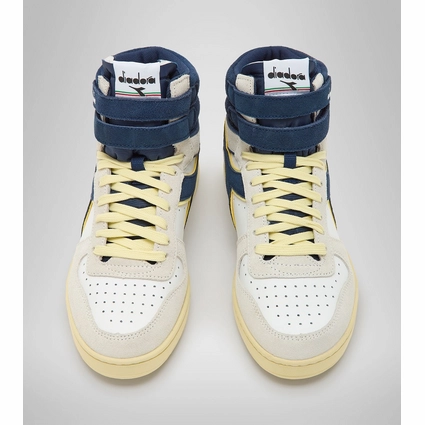 Baskets Diadora Men Magic Basket Mid Suede White Blue Caspian Sea 6 Baskets Diadora Men Magic Basket Mid Suede White Blue Caspian Sea – Image 6
