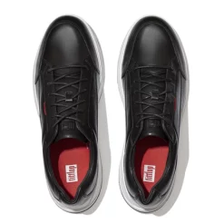 Baskets FitFlop Men Frey Leather Sneakers Black -Baskets Soldes DC8 001 21