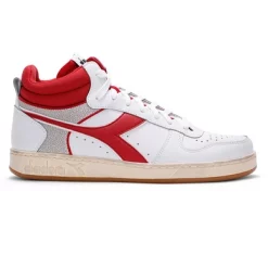 Baskets Diadora Unisex Magic Basket Demi Cut Icona Bianco Peperoncino Rosso