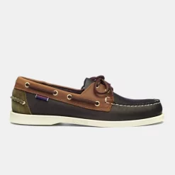 Baskets Soldes -Baskets Soldes Sebago Men Portland Leather Oil Blue Navy Brown Tan